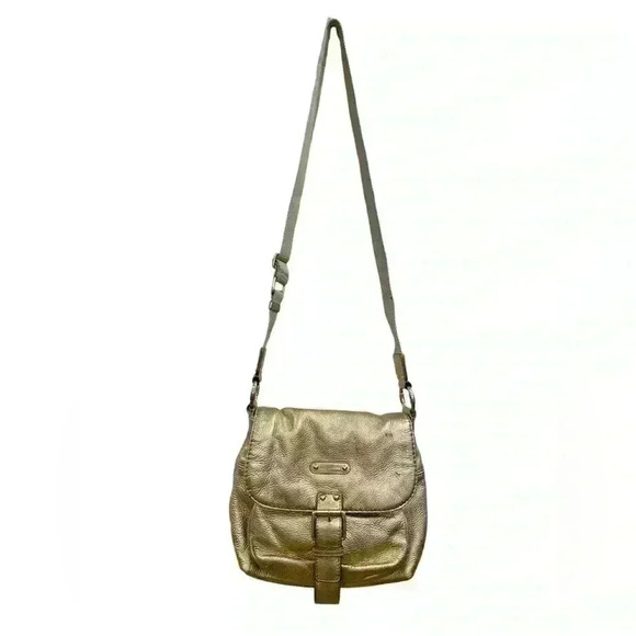 MICHAEL KORS METALLIC GOLD PEBBLED LEATHER CROSSBODY BAG - Picture 1 of 14